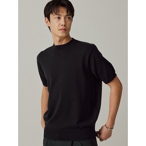 Essential Short Sleeve Round Knit (Black)