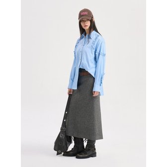 럭키슈에뜨 Stitch Point H Line Long Skirt (grey) LFKAS26100GYX