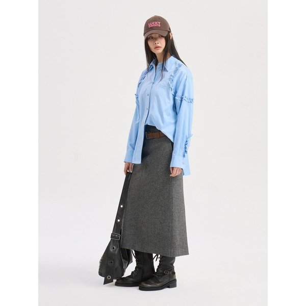Stitch Point H Line Long Skirt (grey) LFKAS26100GYX