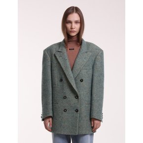 Oversize wool jacket in green melange