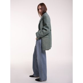 Oversize wool jacket in green melange