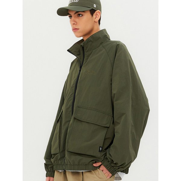 SCRIPT EMBROIDERY BLOUSON JACKET KHAKI