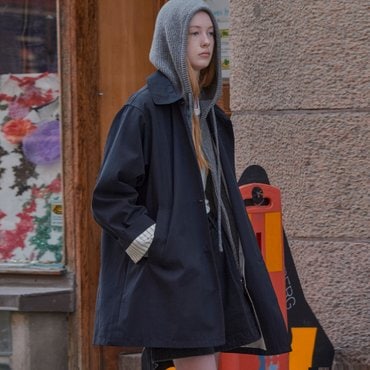노운베러 Rollup cotton half coat_Navy