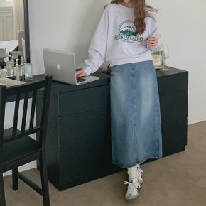 프리쿨 데일리 데님 트임 롱 스커트_P365643757