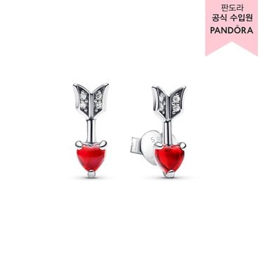 판도라 [백화점 보증서 제공] 애로우 & 무라노 글라스 하트 스터드 이어링 293668C01