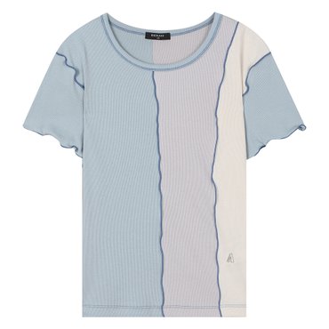 버커루 여성 골지 삼단배색 반팔 TS (B242TS640P)
