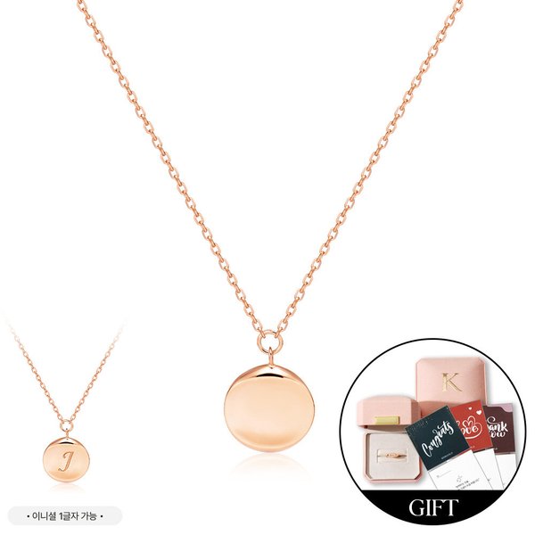 *커스텀 가능* [비앤비골드] 14K 원형 커브 코인 각인 커스텀 체인 목걸이 MNN41956