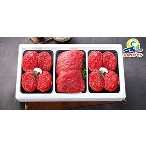 [바로배송][총체보리한우]1등급이상 알찬정육 1호실속세트(국거리500g+불고기1kg)