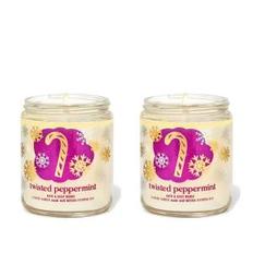 BBW 배쓰앤바디웍스 트위스티드 페퍼민트 1심 캔들 198g 2팩 TWISTED PEPPERMINT Single Wick Candle 198g