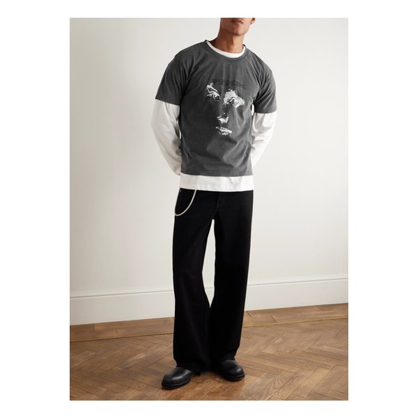 엠에프펜 머치 크롭 프린트  코튼 저지 티셔츠 그레이 46376663162868350