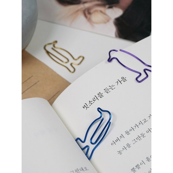 펭귄 모양 컬러 메모 클립 50개입