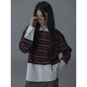 SHIRTS LAYERED STRIPE KARA TSHIRT_NAVY