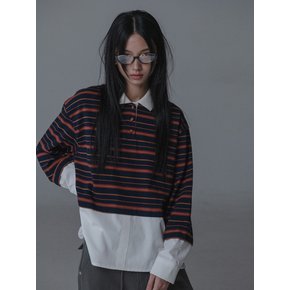 SHIRTS LAYERED STRIPE KARA TSHIRT_NAVY