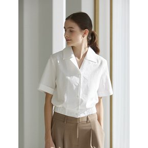 Open Collar Half Banding Shirts [OFF WHITE]