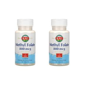 [해외직구] 칼 활성엽산 800mcg 90정 2팩 KAL Methyl Folate 800 mcg 90 Tablets