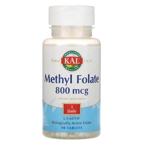 [해외직구] 칼 활성엽산 800mcg 90정 2팩 KAL Methyl Folate 800 mcg 90 Tablets