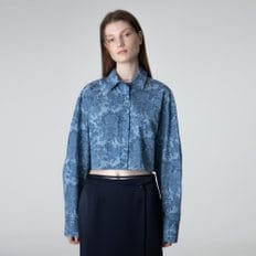 Rose-print Cropped Shirts  in Blue VW2AB341-22