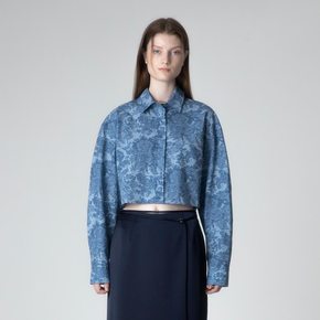 Rose-print Cropped Shirts  in Blue VW2AB341-22