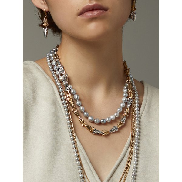 3Way Classic Pearl Necklace 9mm (Gray)