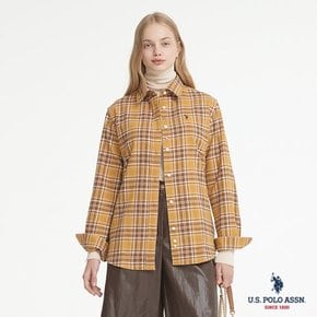 [U.S. POLO ASSN.]  여성 코튼 기모셔츠_BROWN CHECK