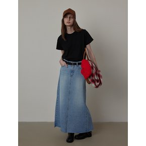 Long Slit Denim Skirt