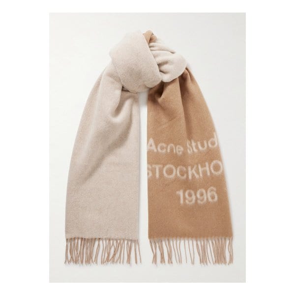 프린지 울 자카드 스카프 카멜 46376663162899065