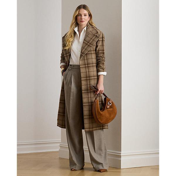 플리츠 울 헤링본 와이드 레그 팬츠(WMLRPNTSBV20315200)