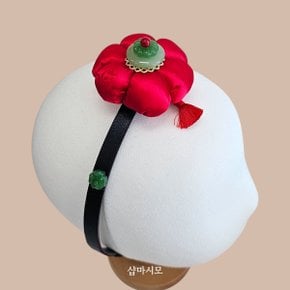 한복 소품 컬러플 양단 원석 호박 머리띠