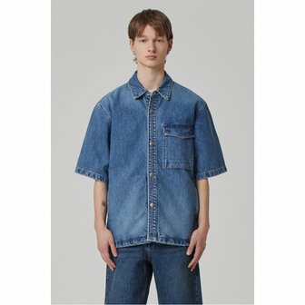 커스텀멜로우 mid blue denim half shirts outer_CWSAM23451BUX