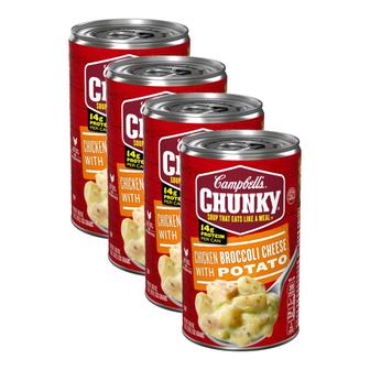  [해외직구] Campbell`s 캠밸 청키 스프 치킨 브로콜리 치즈 포테이토 533g 4팩 Chunky Soup Ready to Serve Chicken Broccoli Cheese Soup