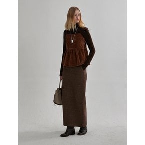 BACK SLIT WOOL MAXI SKIRT (vintage brown)