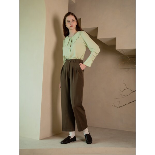 WED Cocoa pin tuck slacks