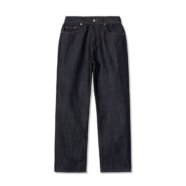 세미와이드 새틴 스트라이프 생지 데님 팬츠 INDIGO