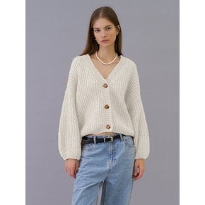 Mohair volume knit cardigan (ivory)