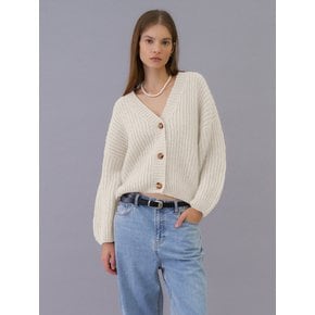 Mohair volume knit cardigan (ivory)