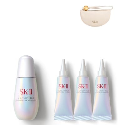 NEW (LIVE) SK-II 제놉틱스 인피니트오라 에센스 50ml 세트 +베이지 파우치 증정