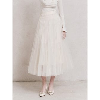 그레이스유 Etoile Banding Sha Skirt (Cream)