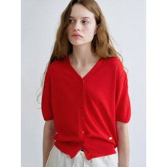 언에디트 S kylie Linen V Neck Knit Cardigan_Red