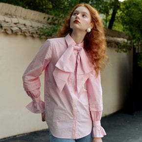 Moidew_pink lantern sleeve ribbon shirt