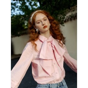 Moidew_pink lantern sleeve ribbon shirt