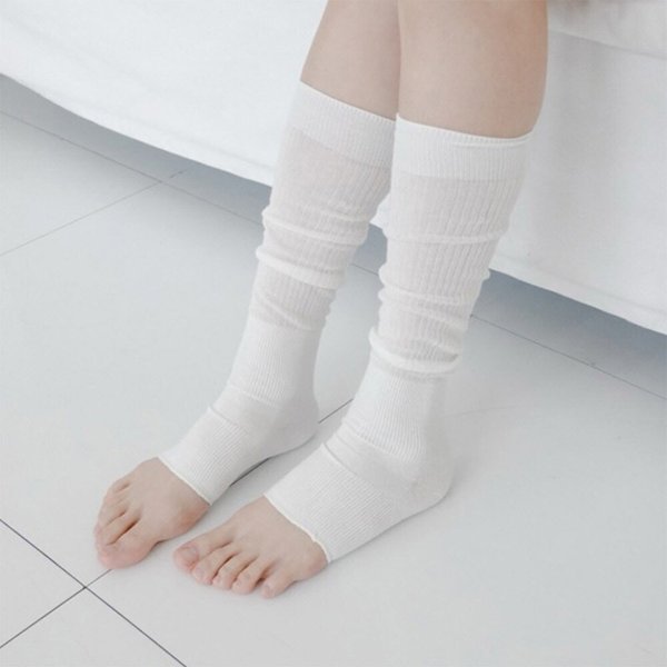 [옷자락] 여자 레그워머 토오픈 시스루 골지 니삭스 양말