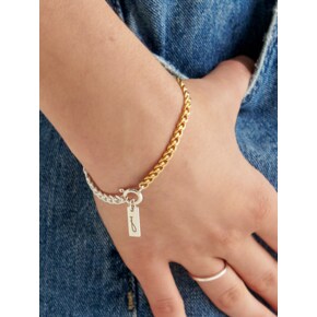 Twotone Style Logo Pendant Silver Bracelet Ib190 [Mix]