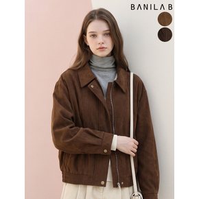 스웨이드 카라 집업 블루종 자켓