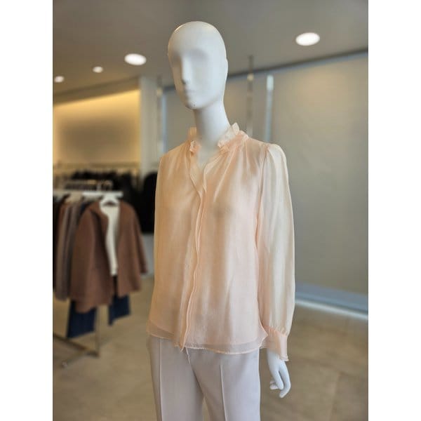 [여주점] [더 아이잗] 여성 프릴넥 셔링 블라우스 (IRAA0BL041)