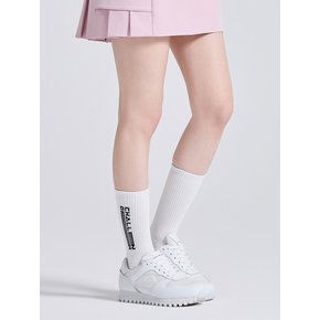 유니 로고 디테일 쿠션 중목 양말 화이트