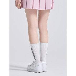 유니 로고 디테일 쿠션 중목 양말 화이트