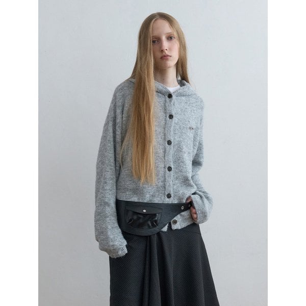 Soft Wool Knit Hoodie Melange Grey