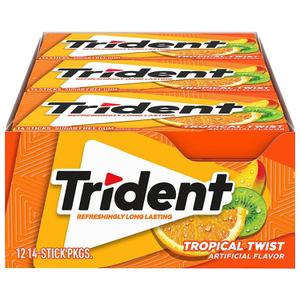  [해외직구]트라이던트 트로피컬 트위스트 무설탕 껌 14피스 12팩/ Trident Tropical Twist Sugar Free Gum