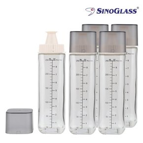 시노글라스 사각실리콘 오일병 화이트 250ml 5P세트