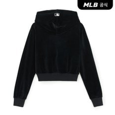 [코리아공식] 여성 베이직 벨벳 크롭 후드집업 NY (Black)